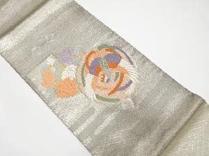 アンティーク　佐賀錦鳳凰に牡丹模様織出し袋帯（材料）